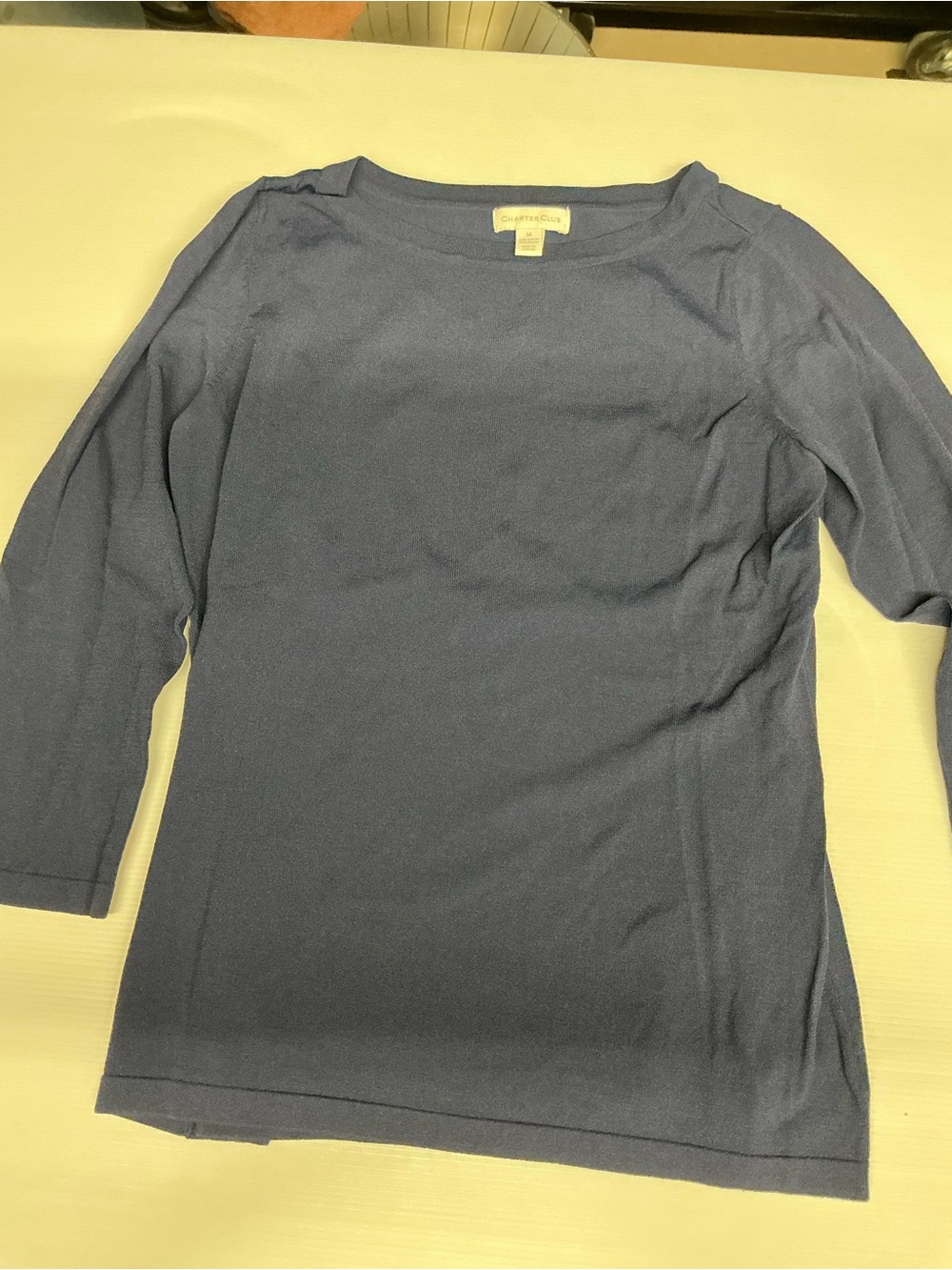 Charter Club Navy Boatneck Long Sleeve Top
